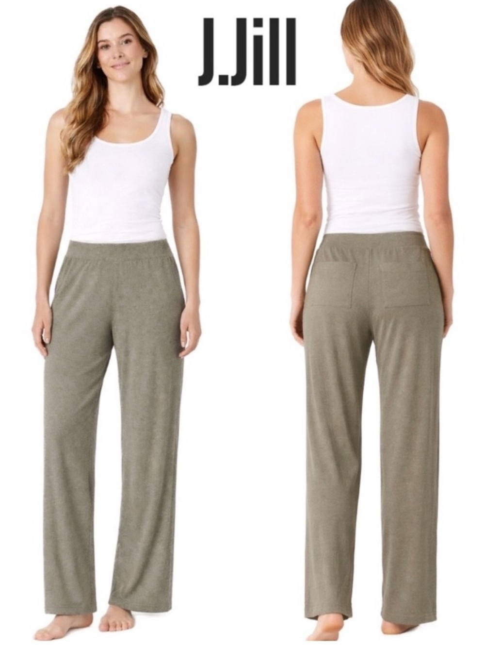 J.JILL Pure Jill Cotton Terry Pull On Pants Lounge Stretchy Waist Loose Comfy L